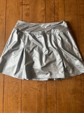 Aerie Metallic Silver Skater Skirt - Women